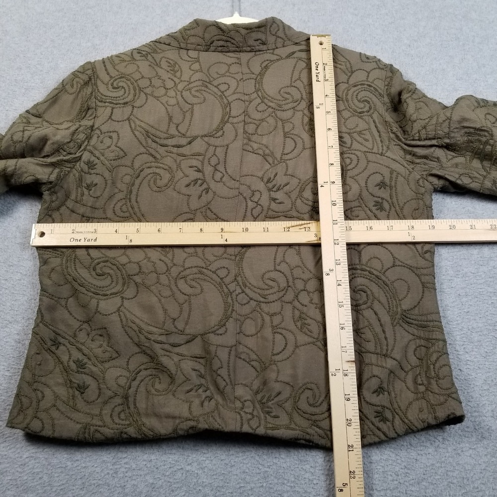 Coldwater Creek Blazer Women PS Petite Small Green Embroidery Jacket Artsy Open - Picture 9 of 10